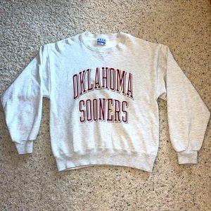 VTG Gear Tag Oklahoma Sooner Grey Sweater Size S Small